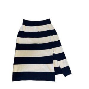 Ralph Lauren Knit Women's Blue and White Striped Skirt Size Large